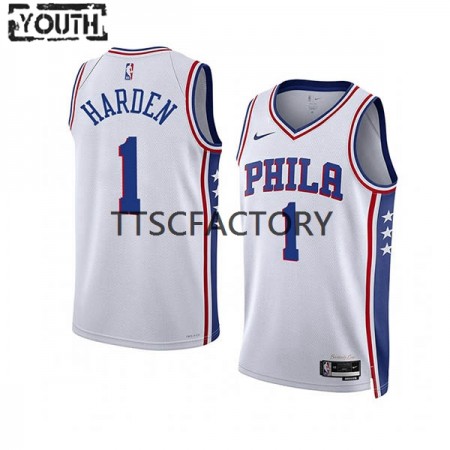 Maillot Basket Philadelphia 76ers James Harden 1 Nike 2022-23 Association Edition Blanc Swingman - Enfant